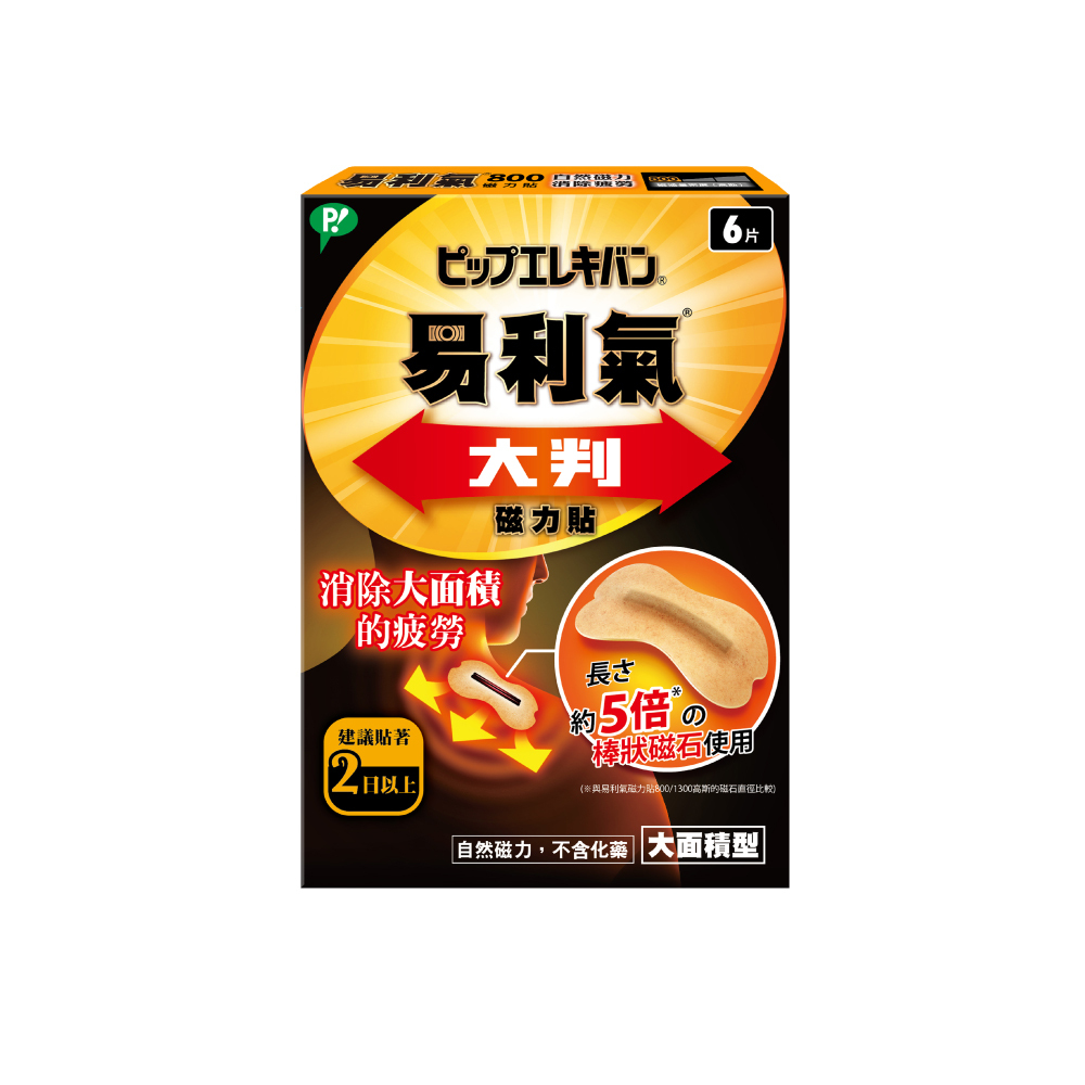 【易利氣】大判磁力貼 大範圍型 (6片/盒)