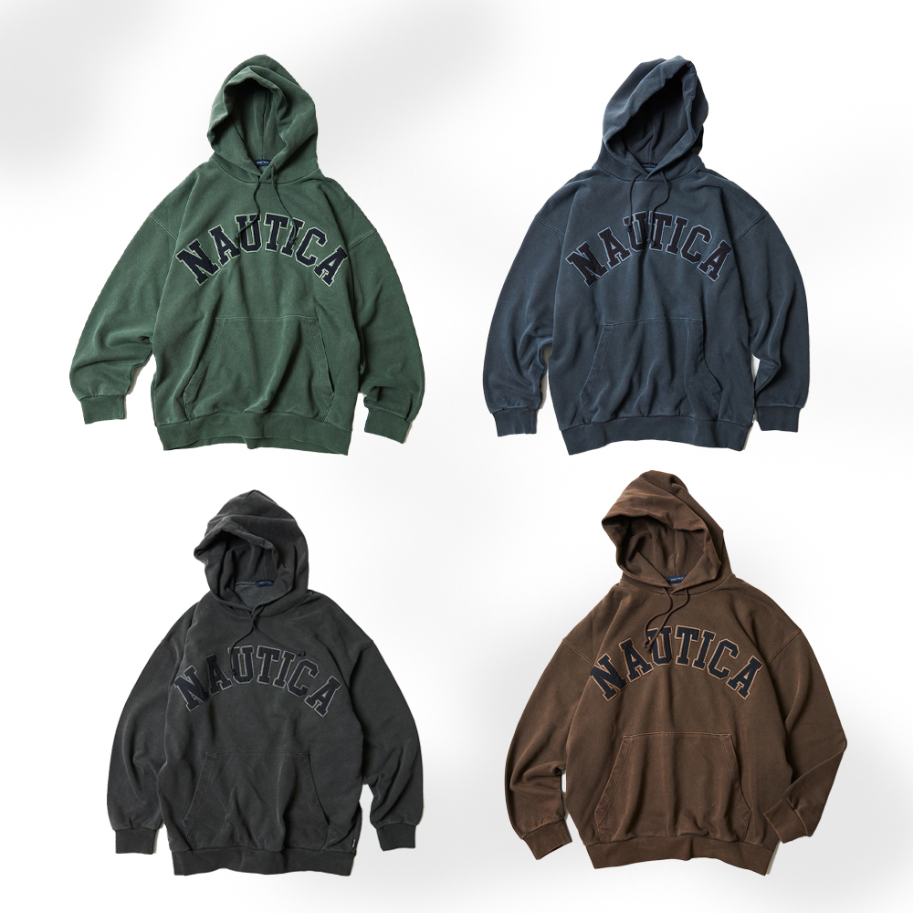 NAUTICA Garments Pigment Dyed Arch Logo Sweat Hoodie 水洗 帽tee 連帽上衣