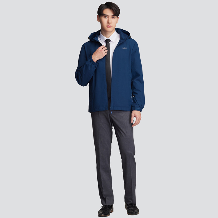 防風連帽外套-深藍