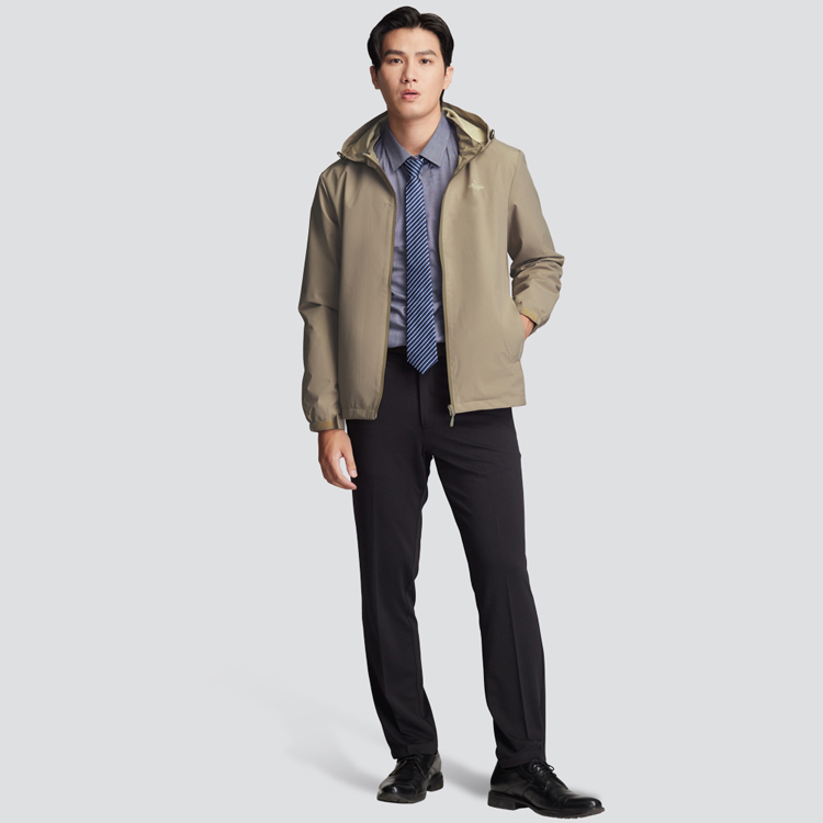 防風連帽外套-卡其