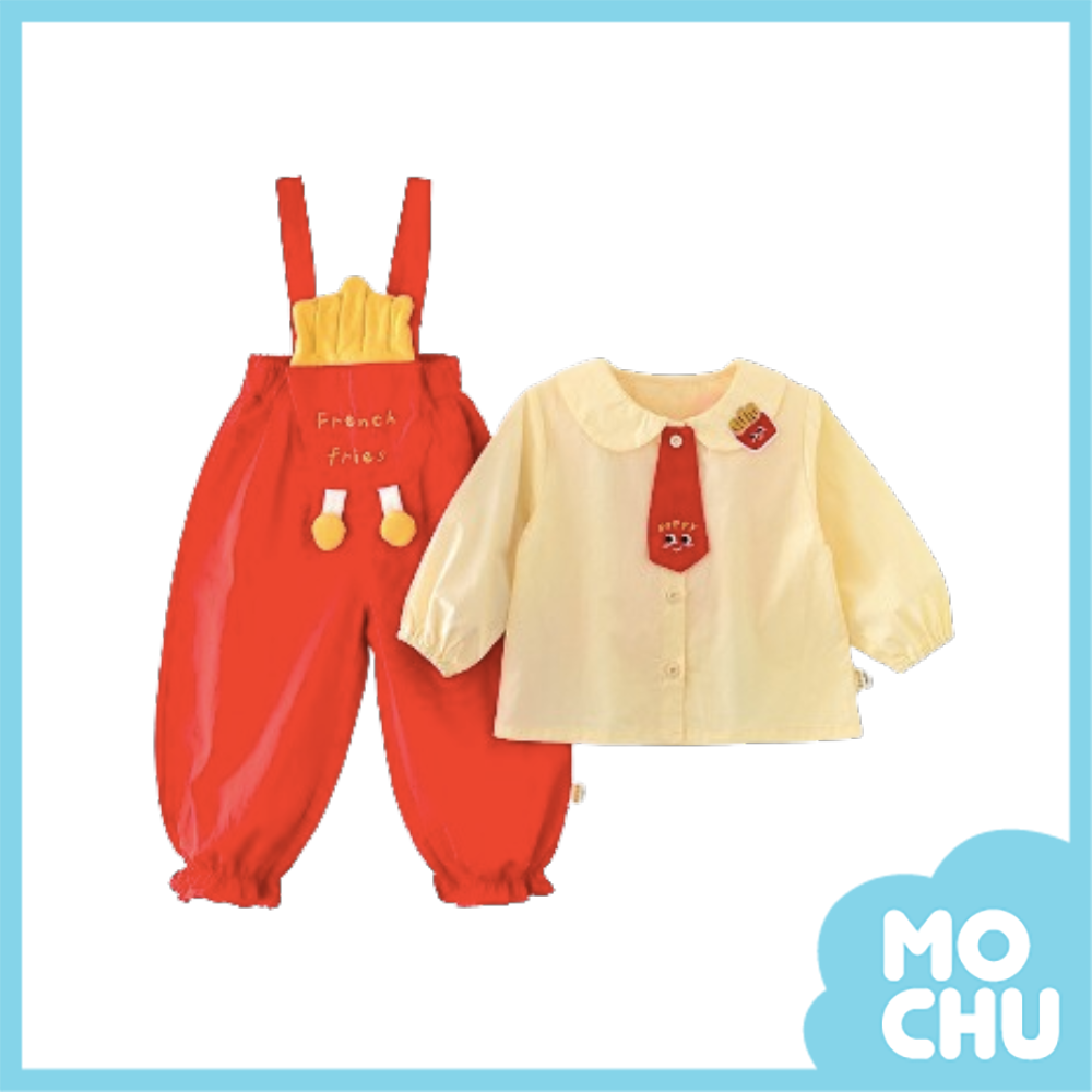 快樂薯條長袖吊帶褲套裝