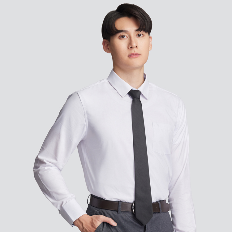 嫘縈混紡長袖襯衫-白