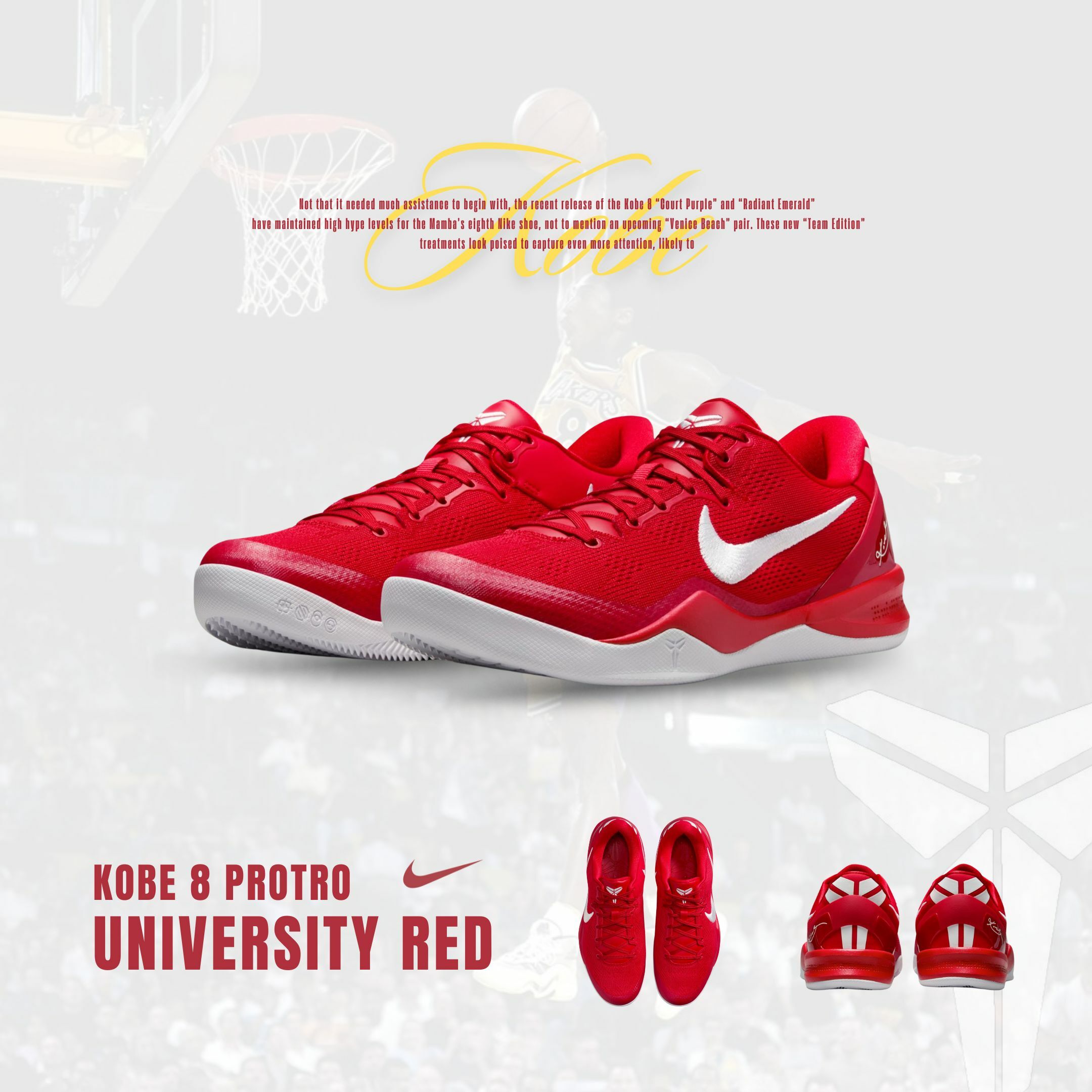 NICEDAY 代購 Nike Kobe 8 University Red 大學紅 紅白 柯比 八代