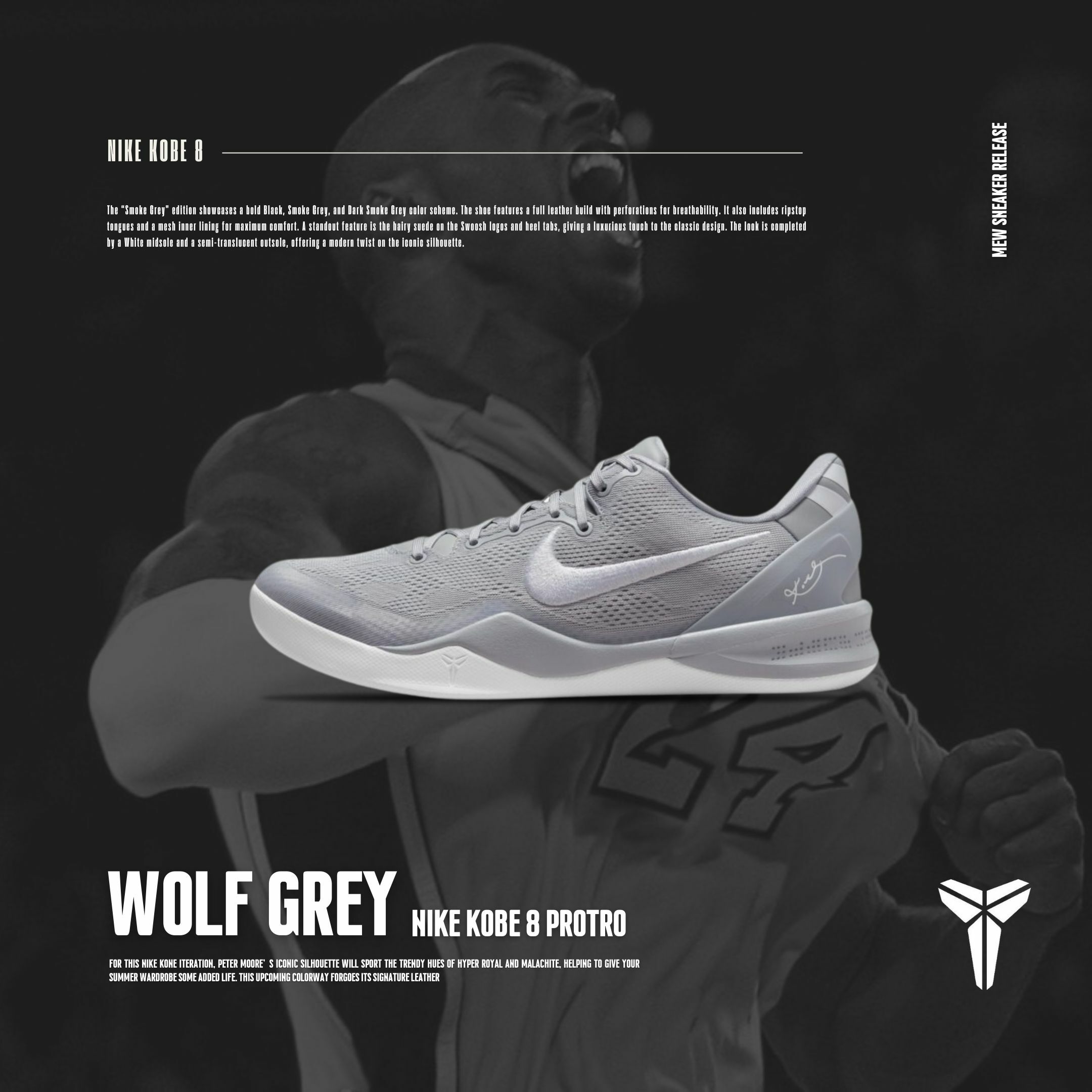 NICEDAY 代購 Nike Kobe 8 Wolf Grey 灰狼 灰 白 柯比 八代