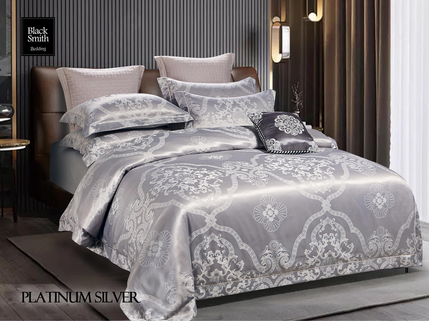 Black Smith 貴族提花雙面床品套裝(鉑金銀)