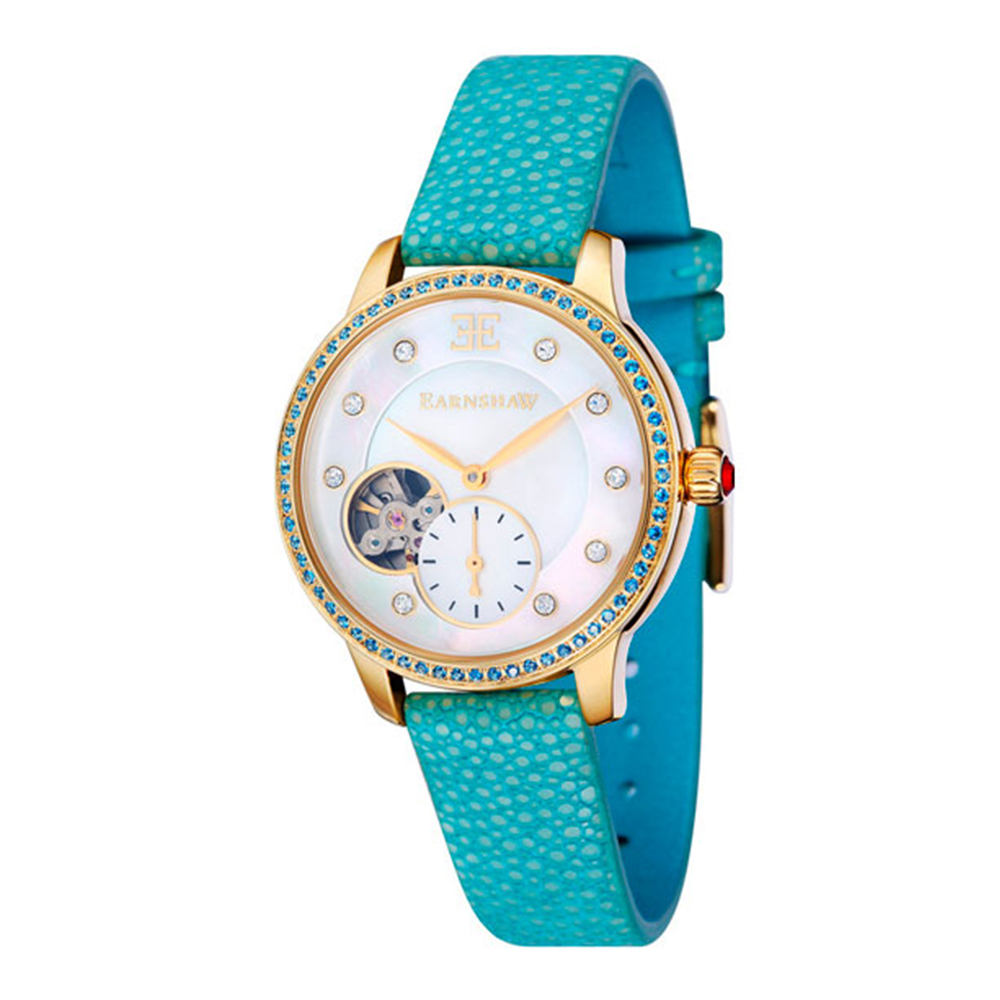 【Thomas Earnshaw 恩梭】ES-8029 Lady Australis 澳洲女士系列 晶鑽錶圈 施華洛世奇水晶 珍珠母貝錶盤 真皮 皮革 機械錶-