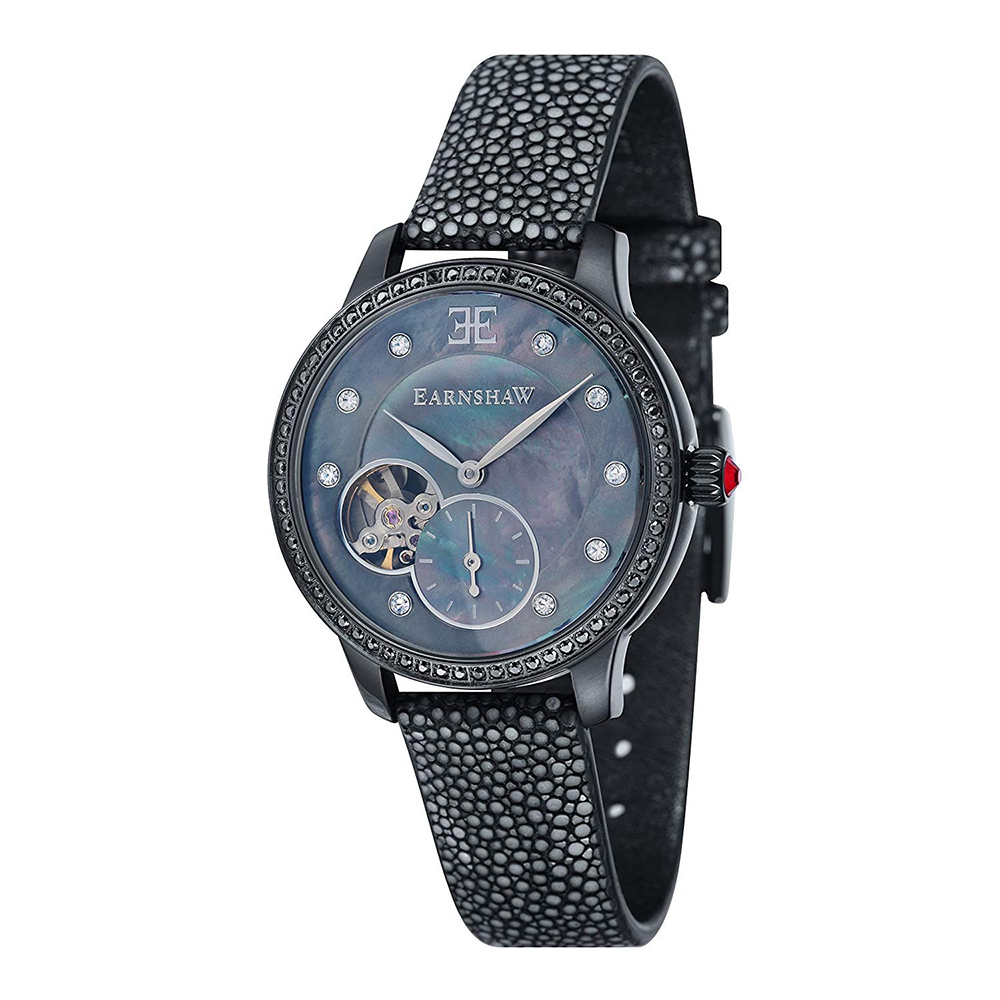 【Thomas Earnshaw 恩梭】ES-8029 Lady Australis 澳洲女士系列 晶鑽錶圈 施華洛世奇水晶 珍珠母貝錶盤 真皮 皮革 機械錶-