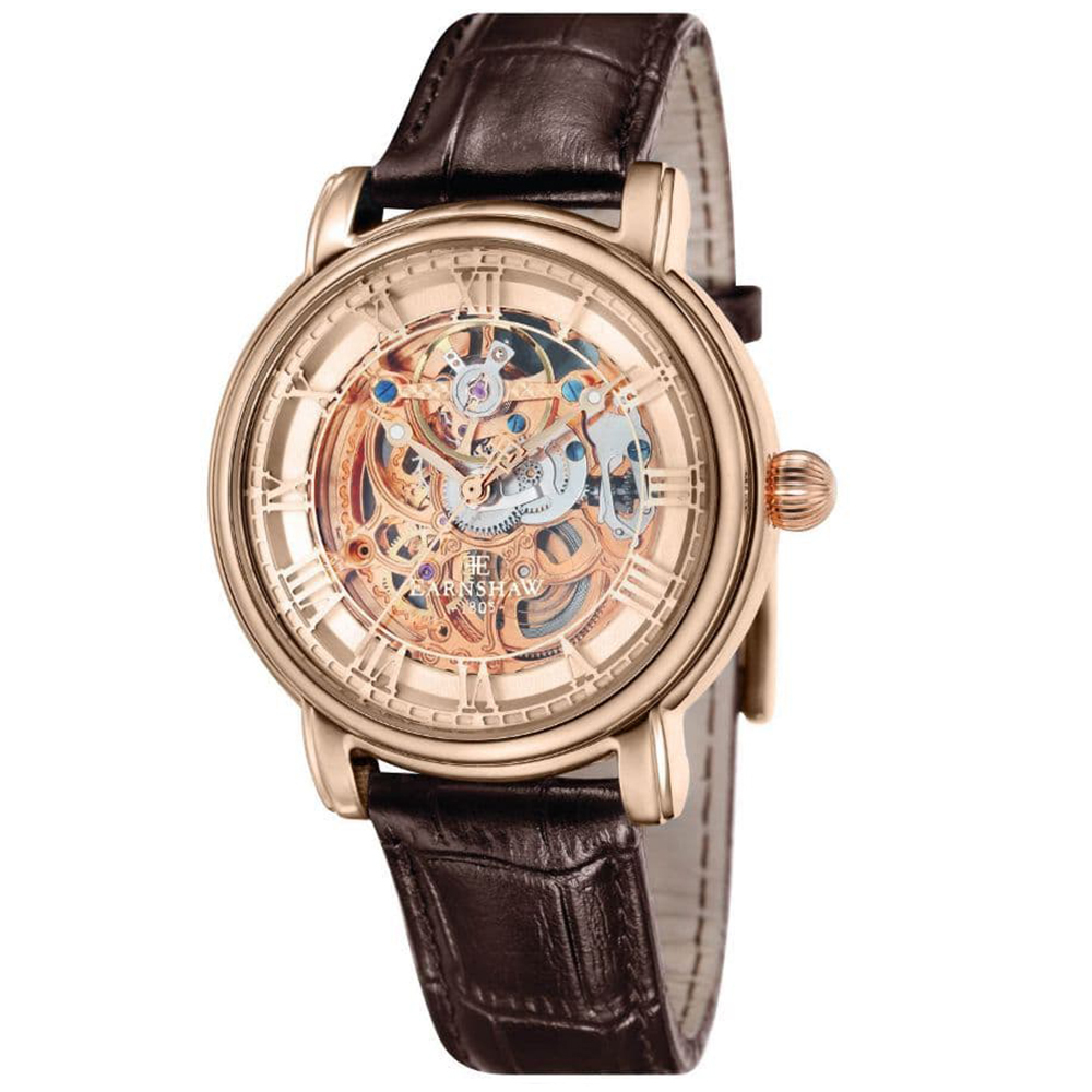 【Thomas Earnshaw 恩梭】ES-8040 Longcase 長錶殼系列 鏤空錶盤 真皮 皮革 防水50米 夜光 機械錶-