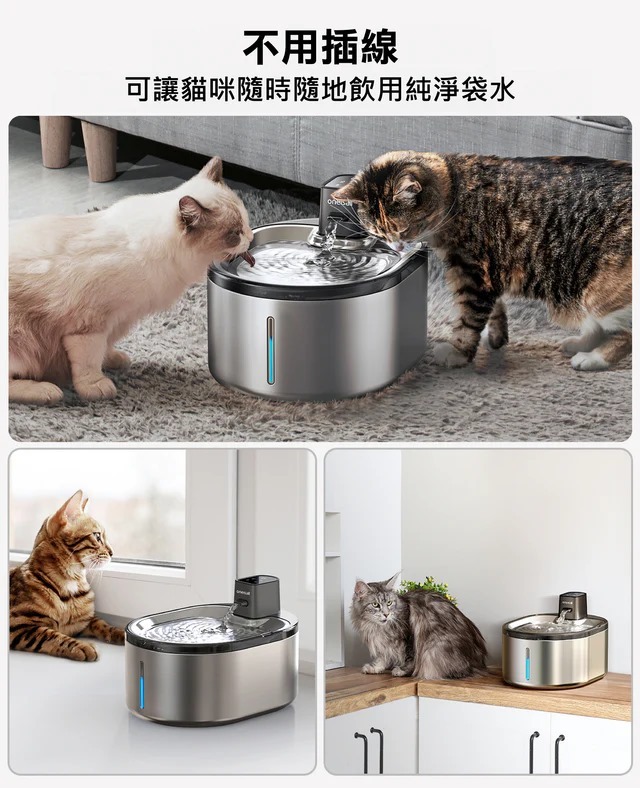 Oneisall Stainless Steel Wireless Water Fountain 4L