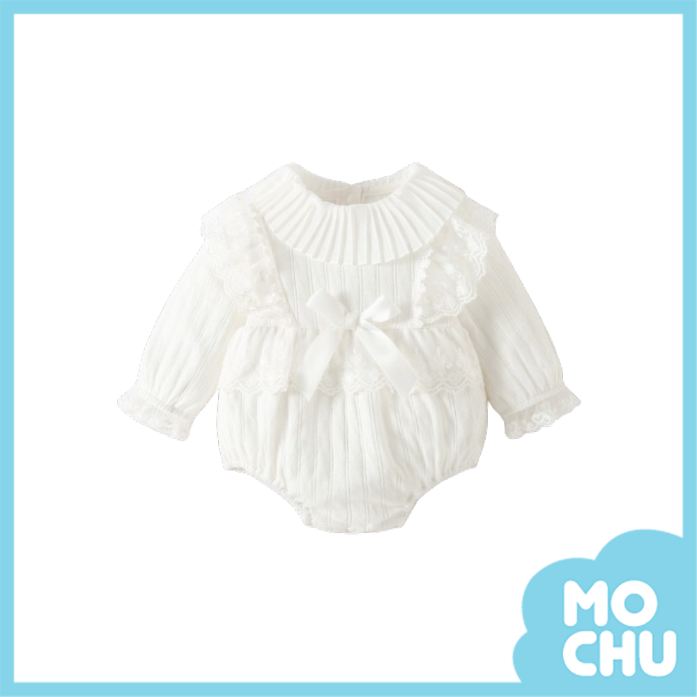 蕾絲百摺領長袖包屁衣(二色)