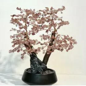[S] GEMZ & CO HLCT SMALL DU JUAN WOOD TREE, STRAWBERRY QUARTZ, W99 (W99)