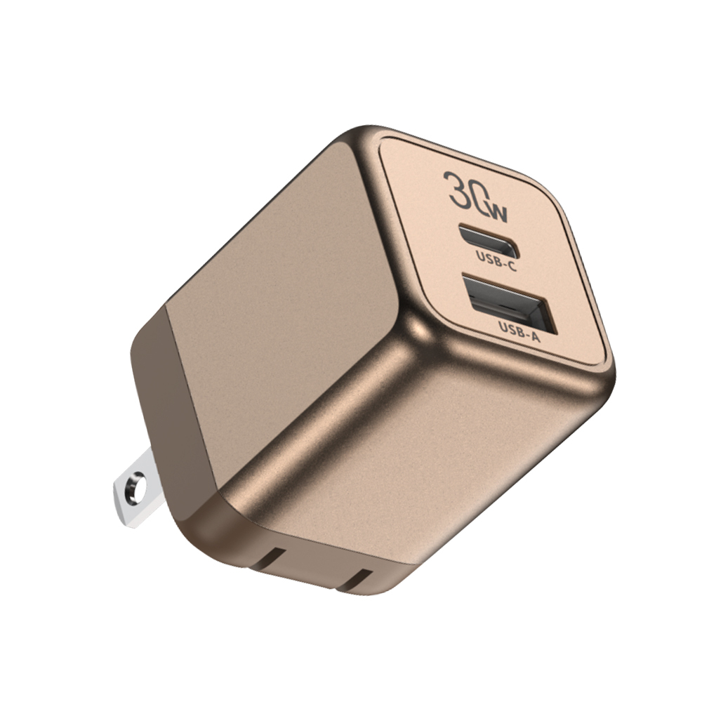 TOTU 拓途 30W 雙孔 Type-C+USB GaN氮化鎵充電頭快充頭閃充頭充電器 PD+QC 金彩