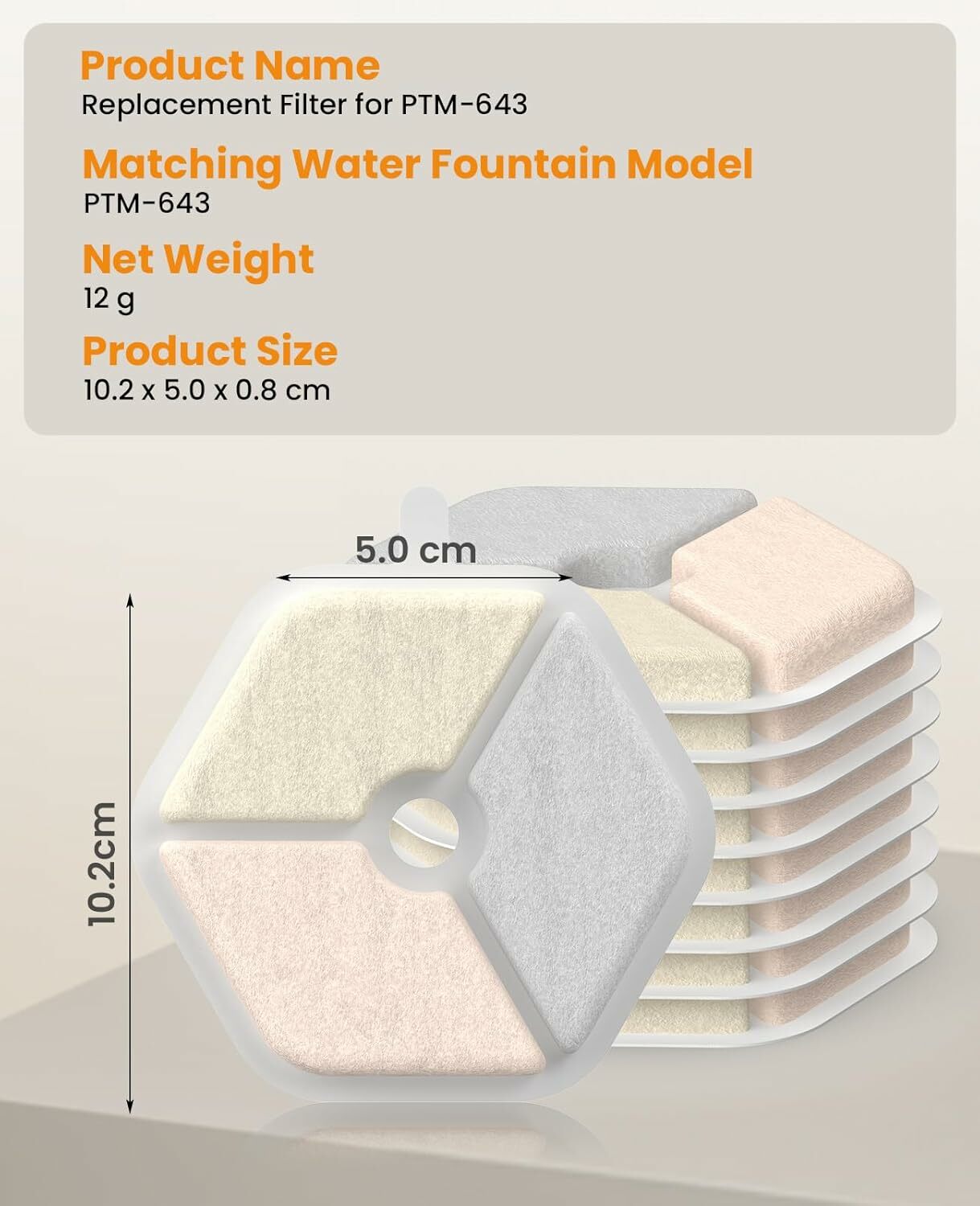 Oneisall filter for Stainless Steel Wireless Water Fountain 4L(9pcs)