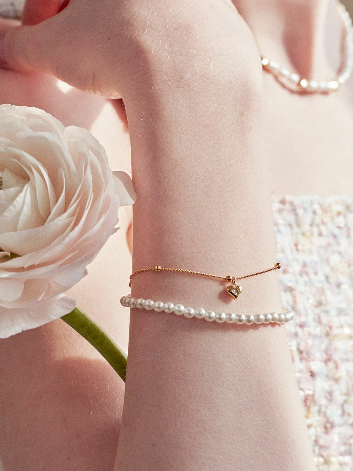 ENGBROX Fia Heart Pearl Layered Bracelet