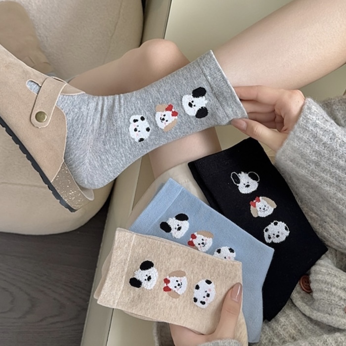 《91204》三隻小狗中筒襪