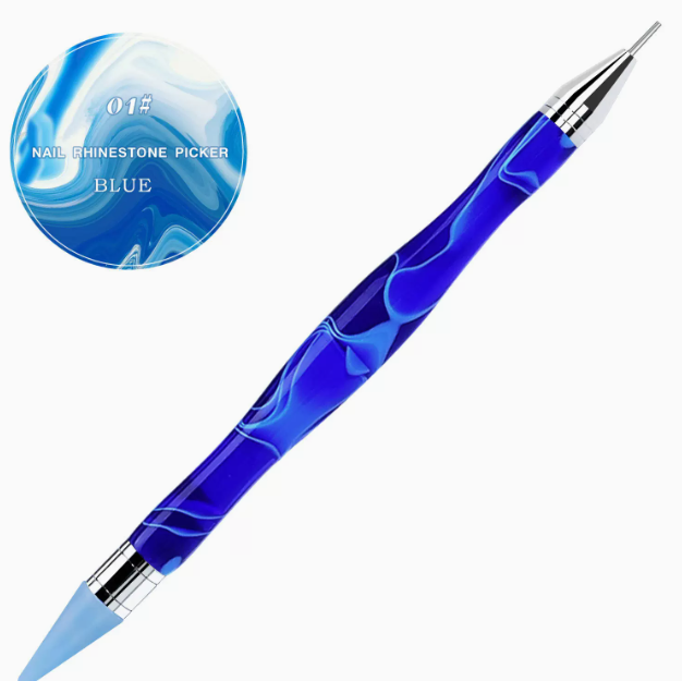 Hot Selling Nail Art Pen Double Headed Crayon Stainless Steel with Sticky 01 Blue
