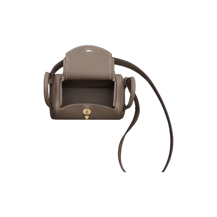 HERMES Lindy Mini 19 TC 18 Etoupe 金扣 牛皮 迷你 大象灰