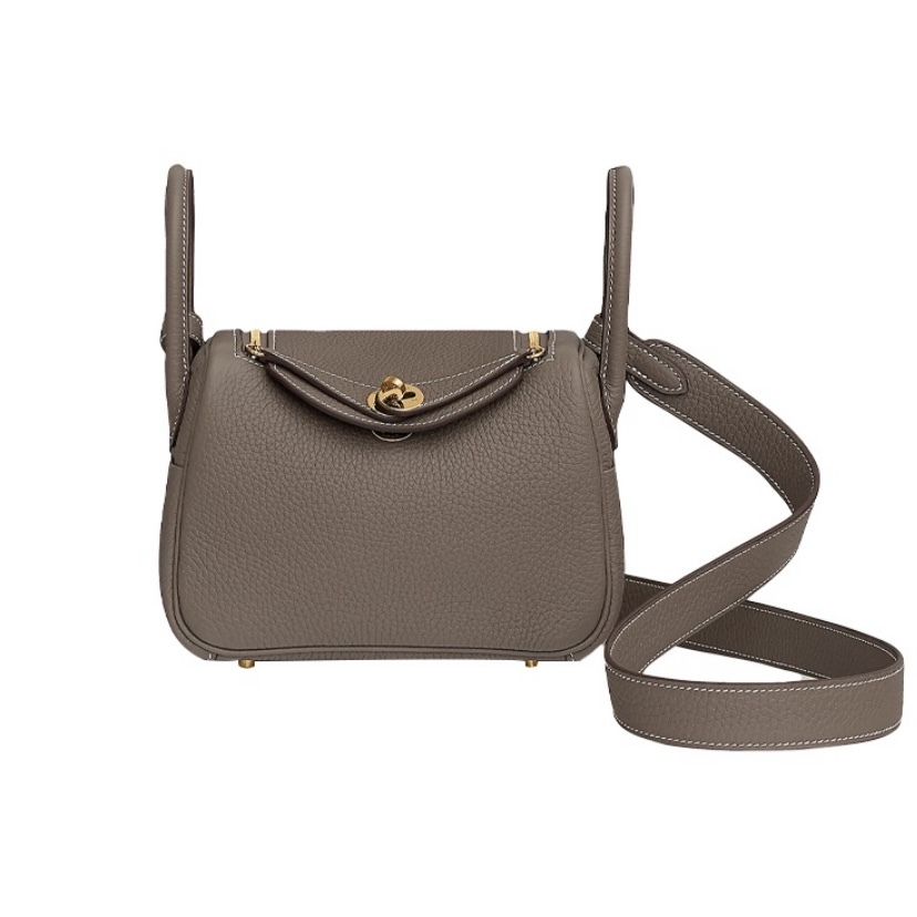 HERMES Lindy Mini 19 TC 18 Etoupe 金扣 牛皮 迷你 大象灰
