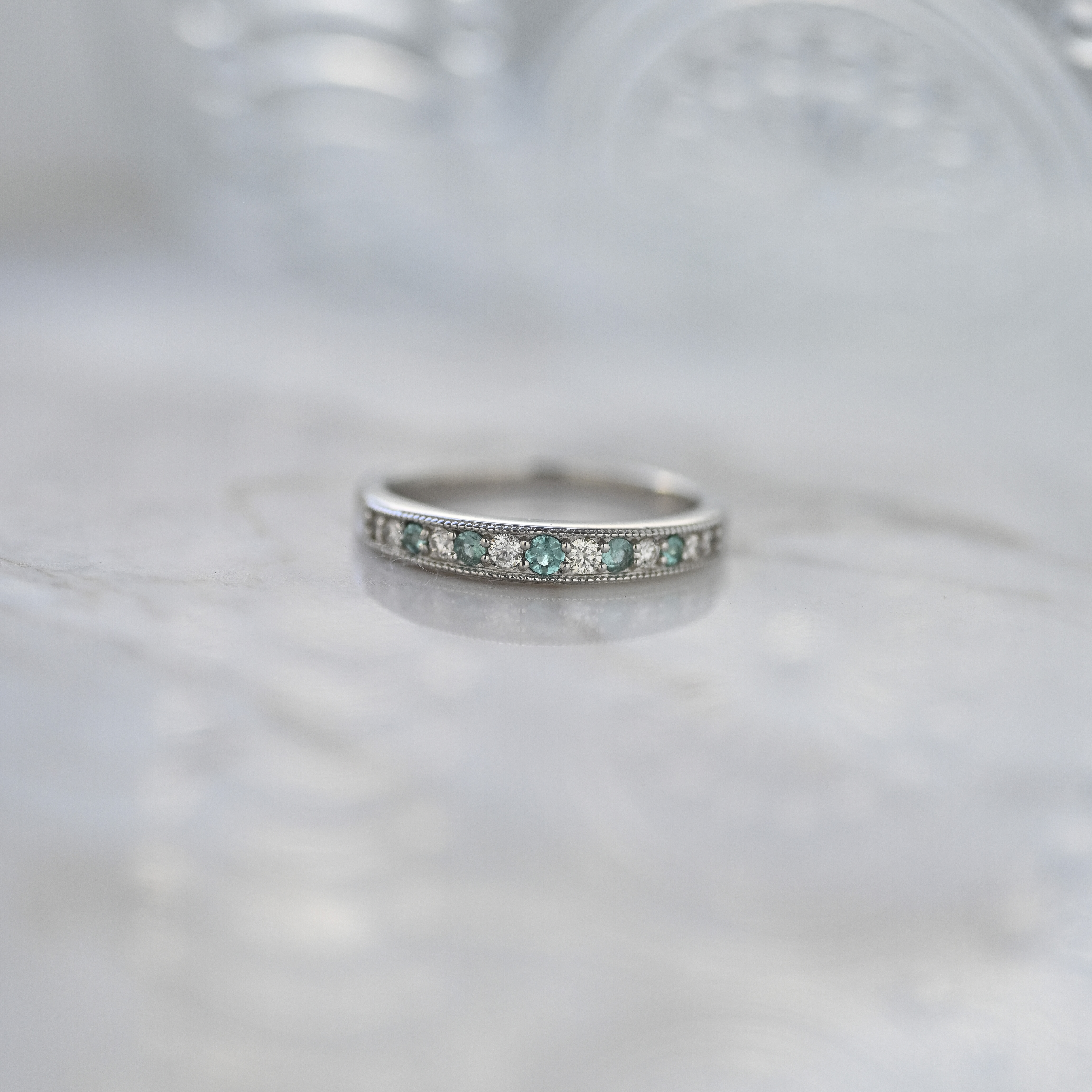 PT900  0.10ct Paraiba & Diamond Ring