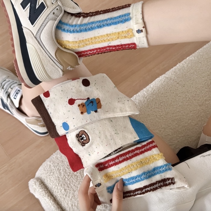 《91205》派對熊熊中筒襪