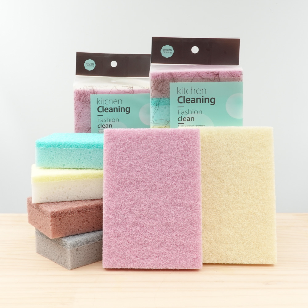 元氣熊 撞色雙層海綿菜瓜布 /5入