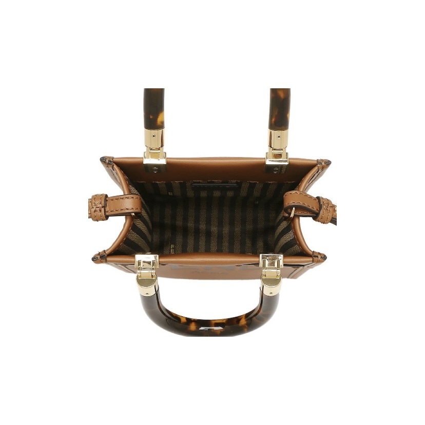 FENDI Sunshine 牛皮 購物袋 迷你 棕色 手袋