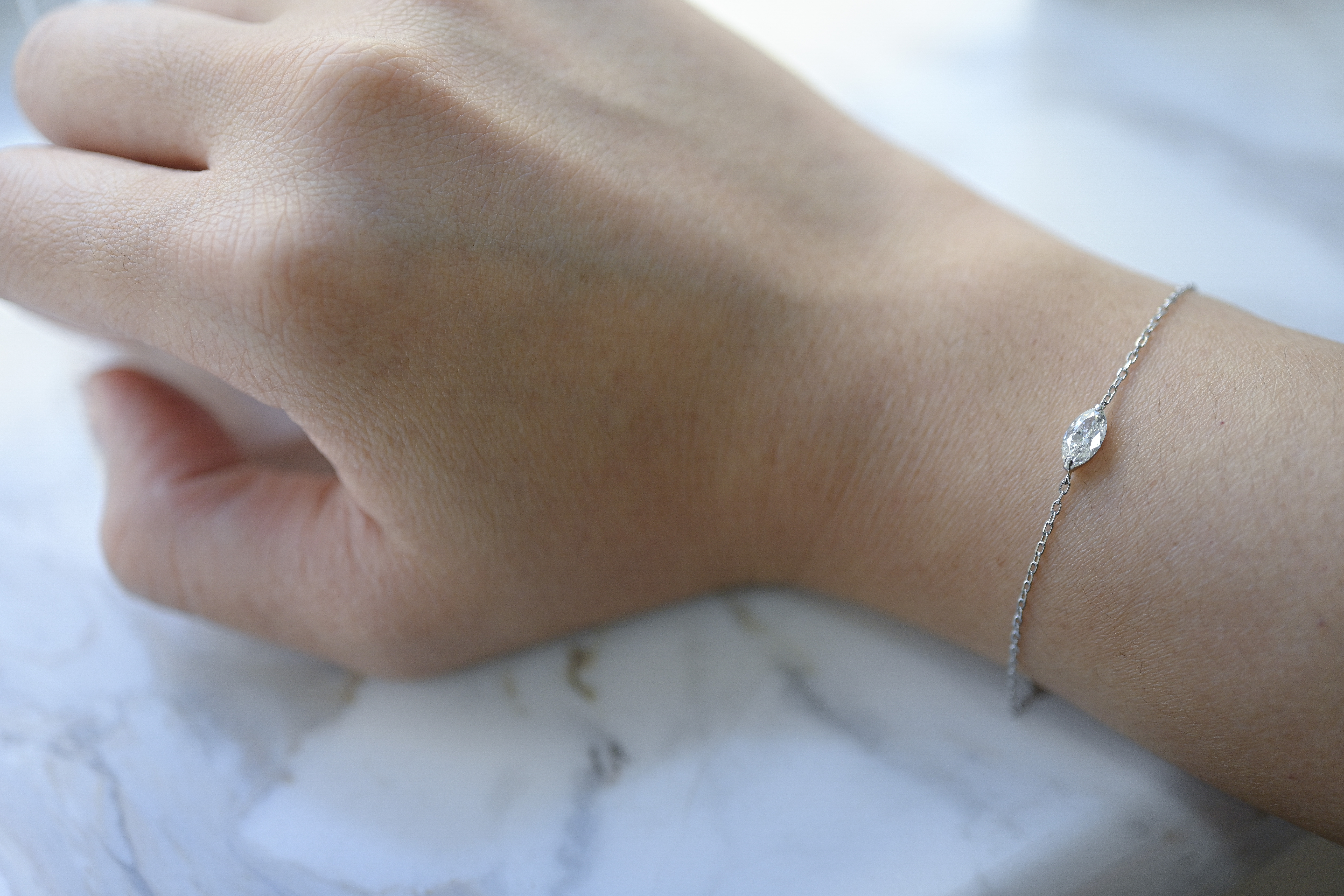 PT900  0.40ct MQ Diamond Bracelet