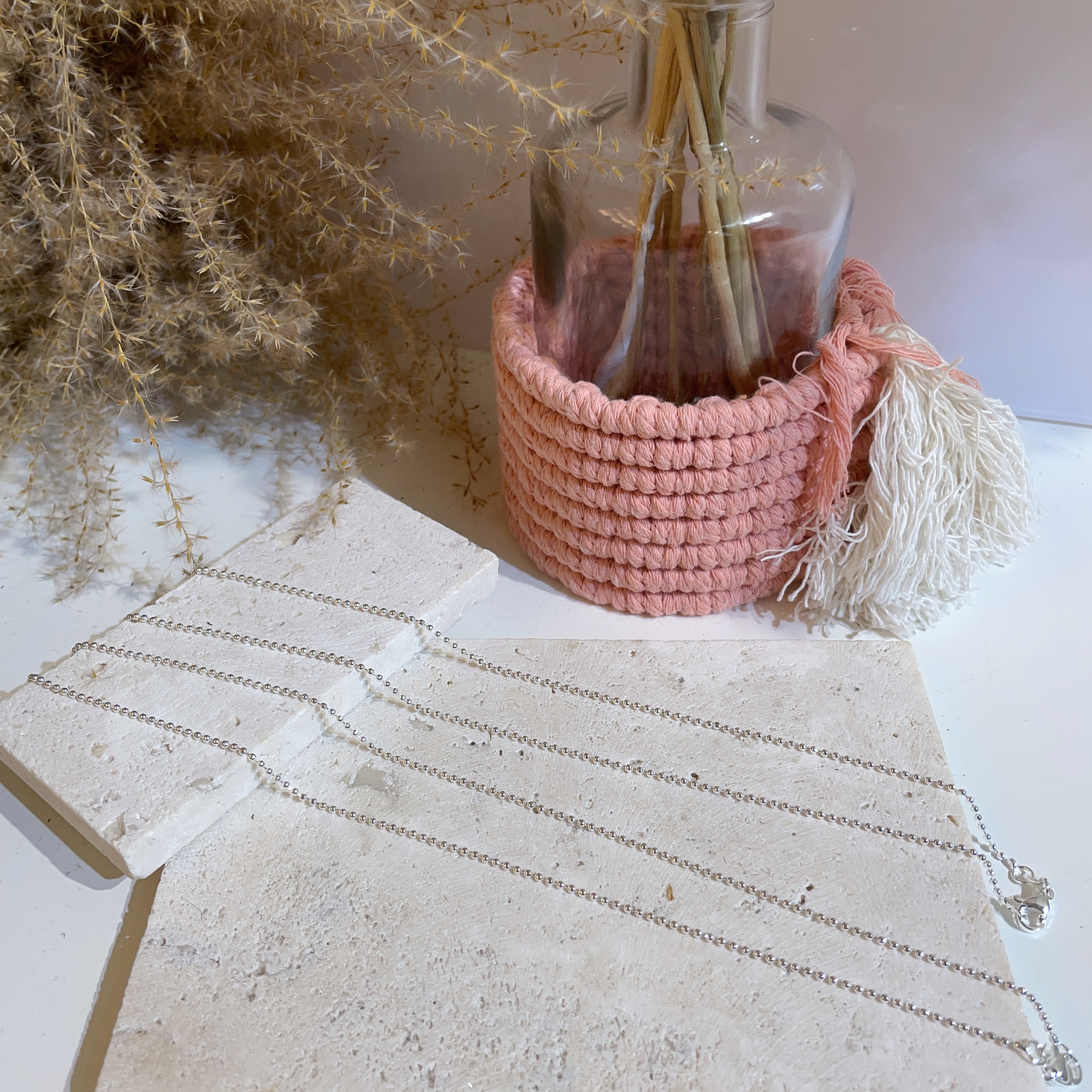 鈦鋼細粒粒頸鏈 45cm