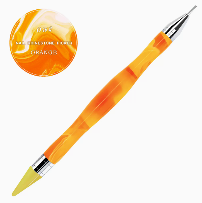 Hot Selling Nail Art Pen Double Headed Crayon Stainless Steel with Sticky 03 Orange