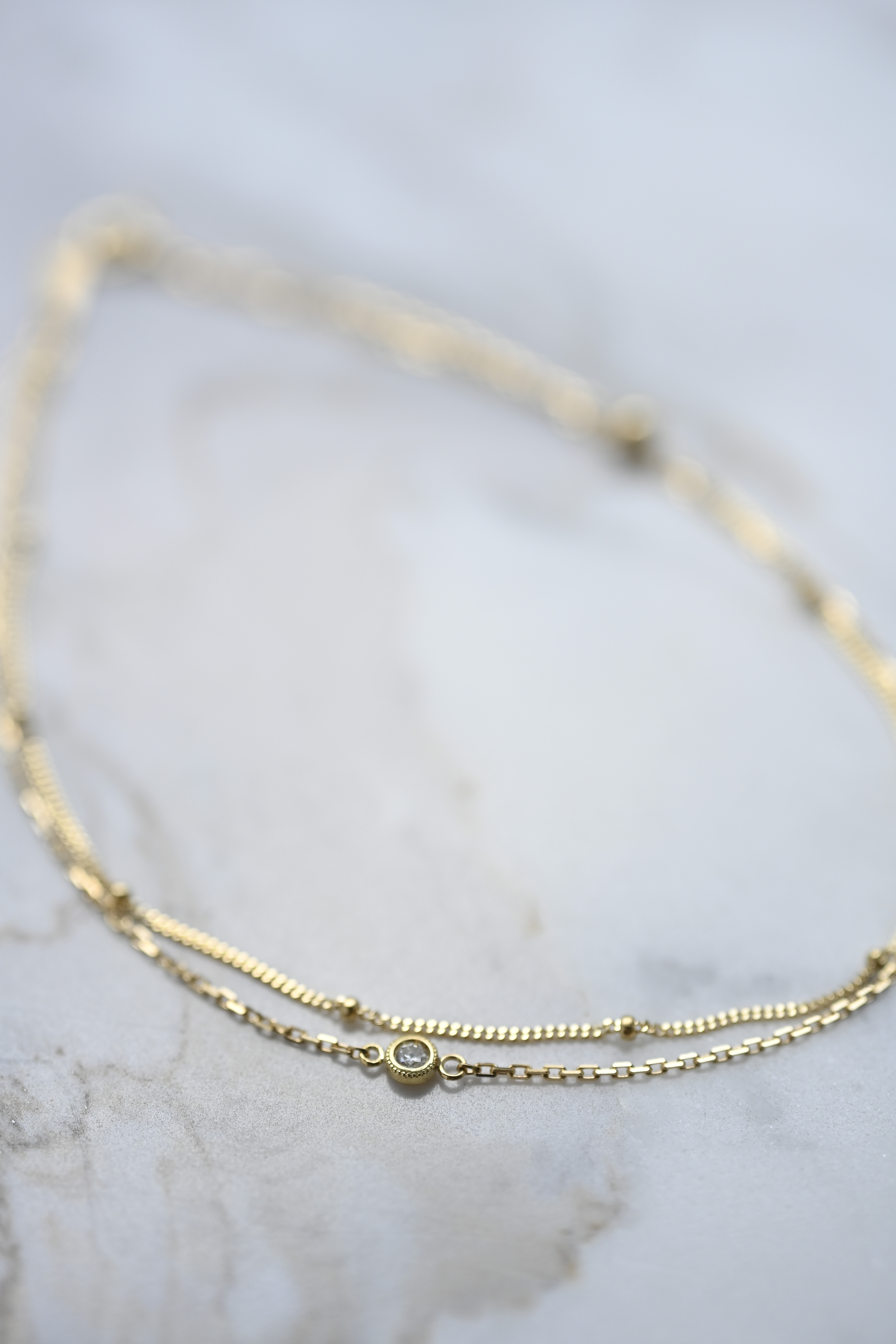 18K YG Diamond Anklet