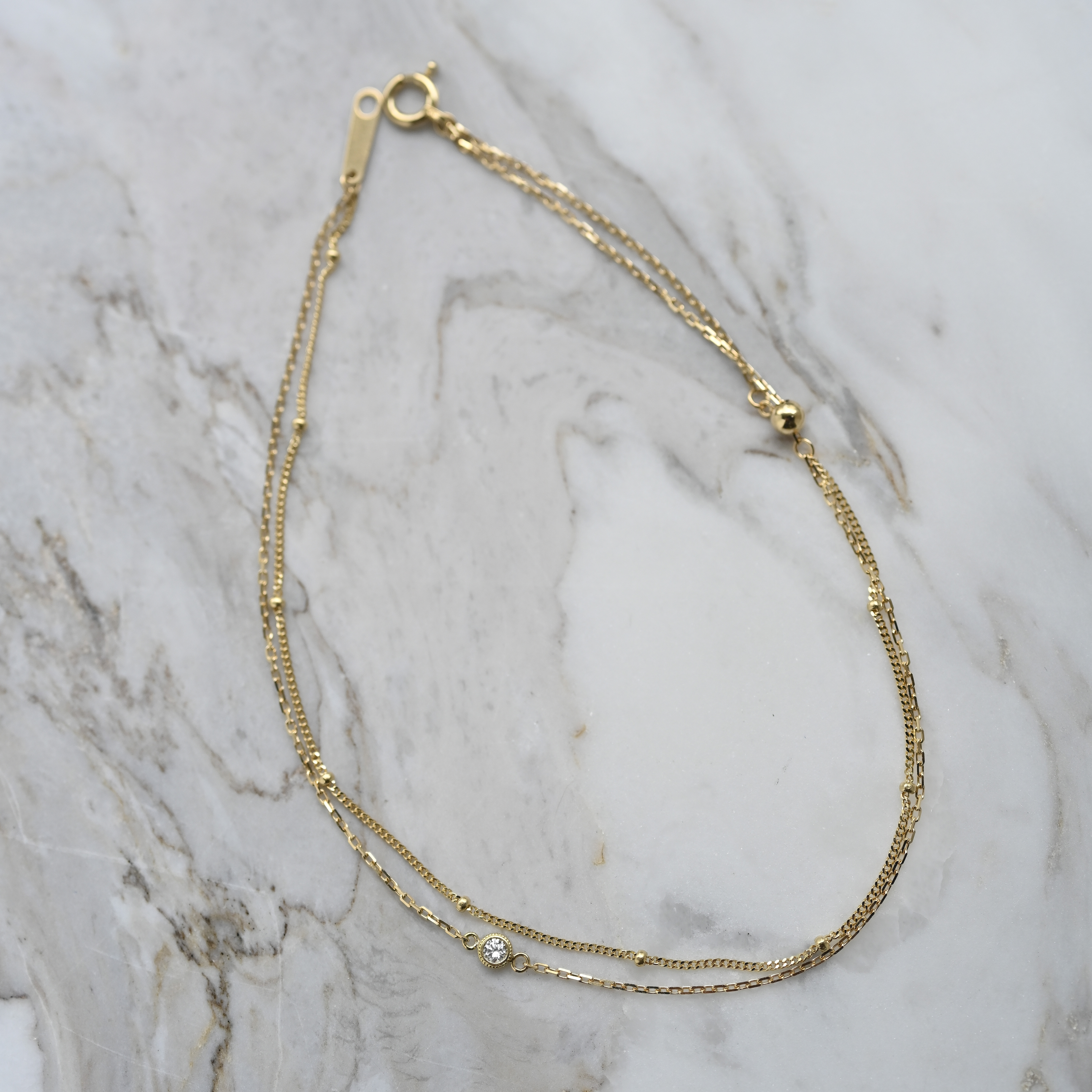 18K YG Diamond Anklet