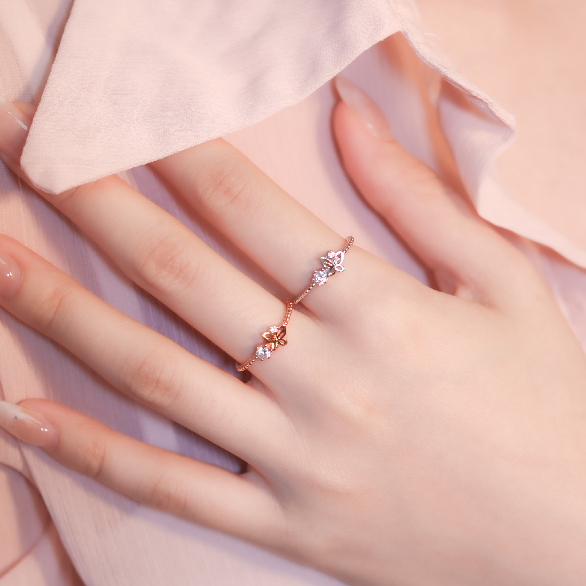 | 925 Silver・White Gold・Rose Gold | Butterfly Land Ring （Silver / Rose Gold） | RI0725 |