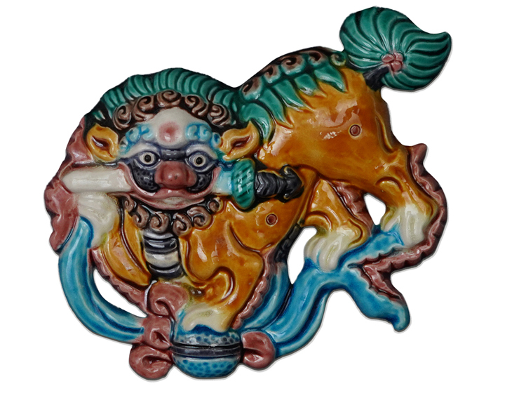 鹿港窯禮品館 台灣傳統工藝之美 交趾陶祥獅獻瑞 桌上 擺飾 獎牌