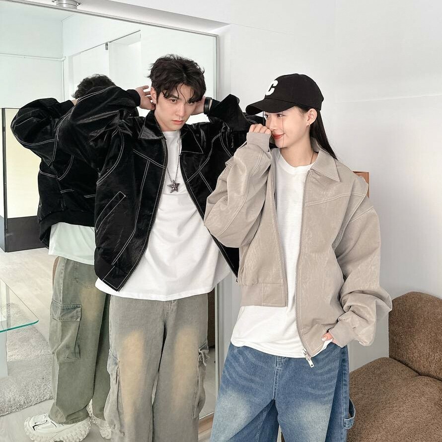 【縫線解構】oversize 撞色車線 接袖 廓形 外套 98175