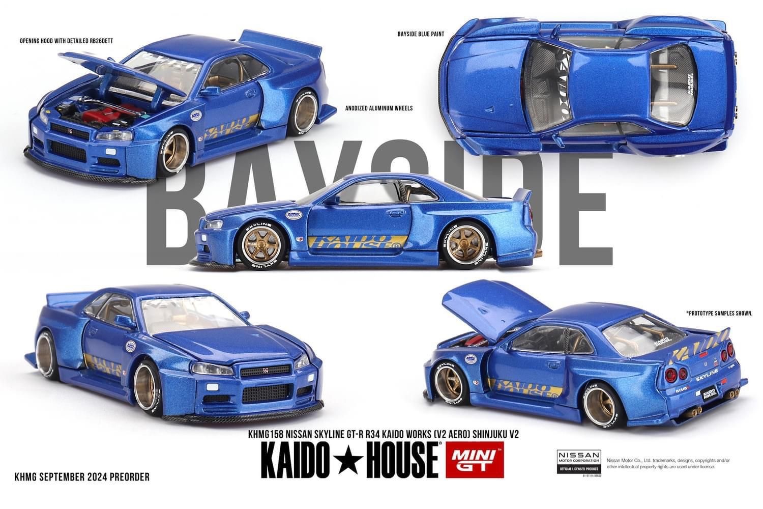 【預訂】Mini GT x Kaido House Nissan Skyline GT-R (R34) Kaido Works (V2 Aero) SHINJUKU V2(KHMG158)