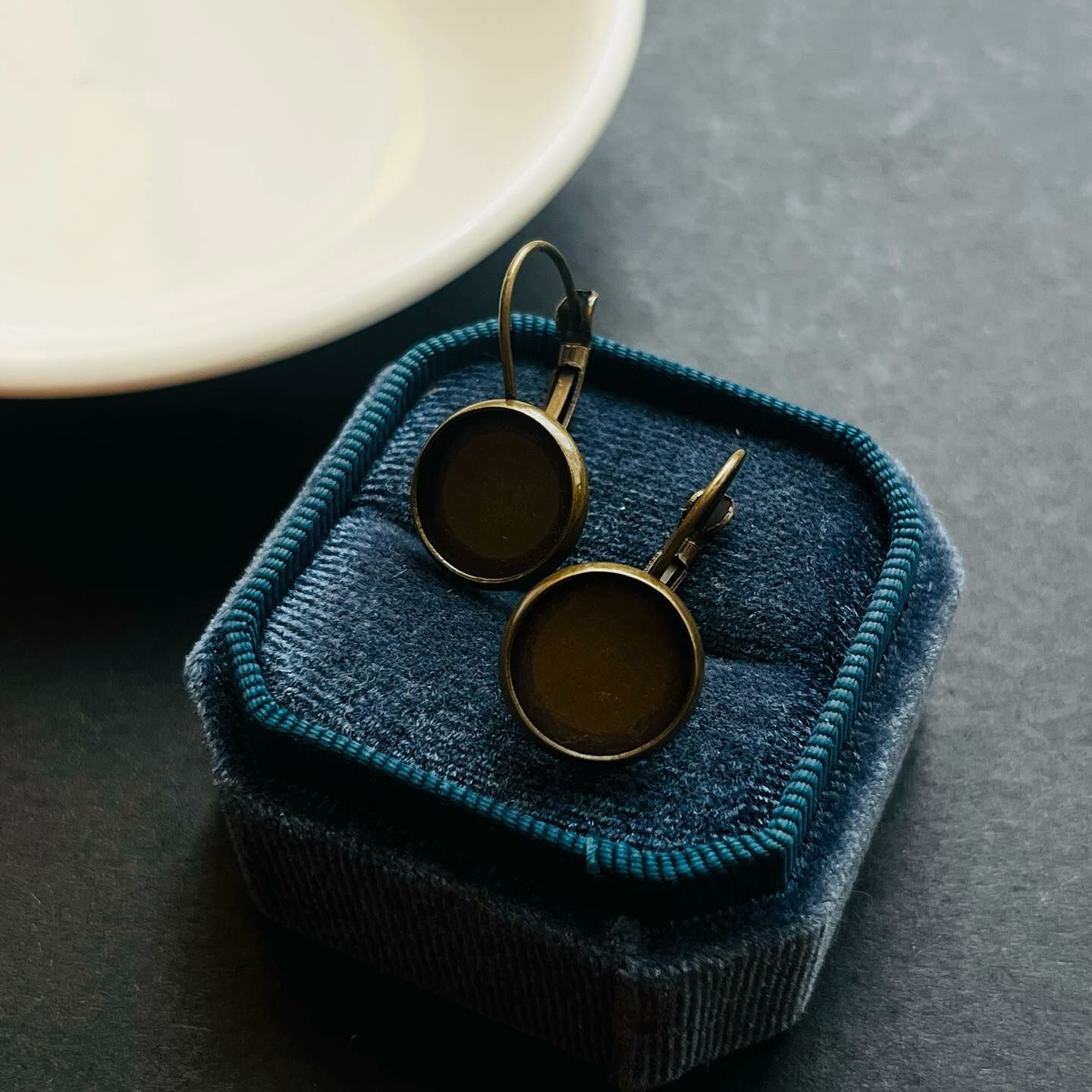 [原石] 黃銅 水晶耳環托 夾勾式 12mm 手工藝材料