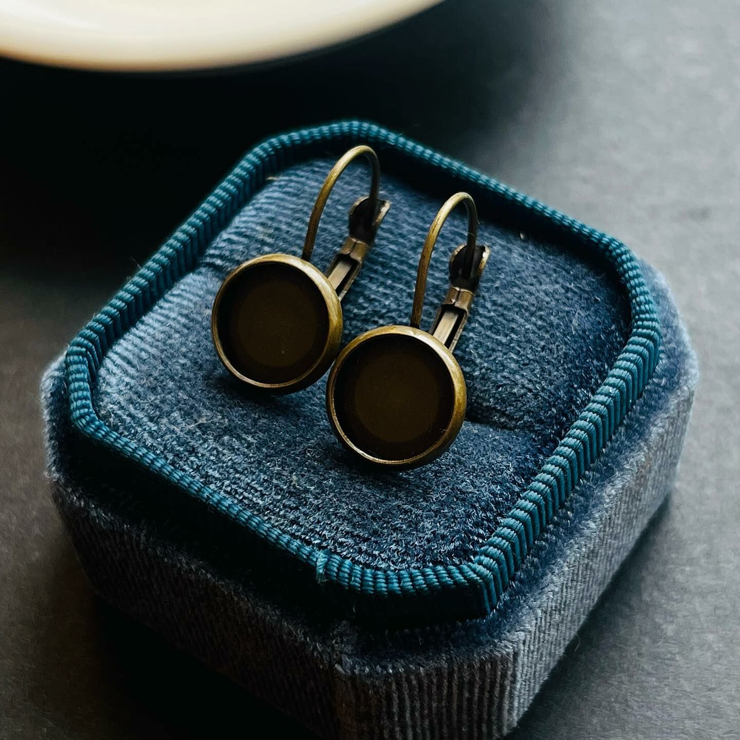 [原石] 黃銅 水晶耳環托 夾勾式 9mm 手工藝材料