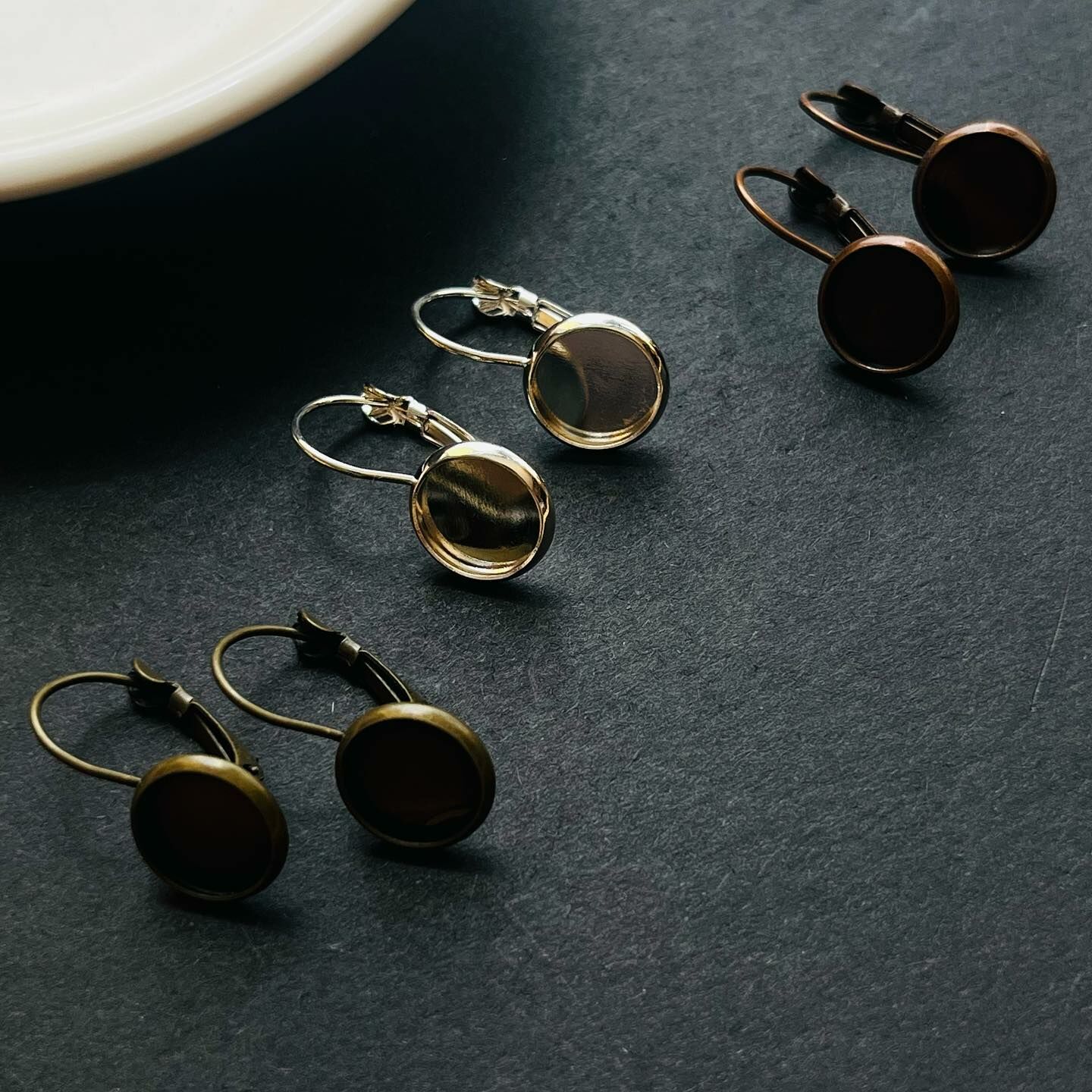 [原石] 黃銅 水晶耳環托 夾勾式 9mm 手工藝材料