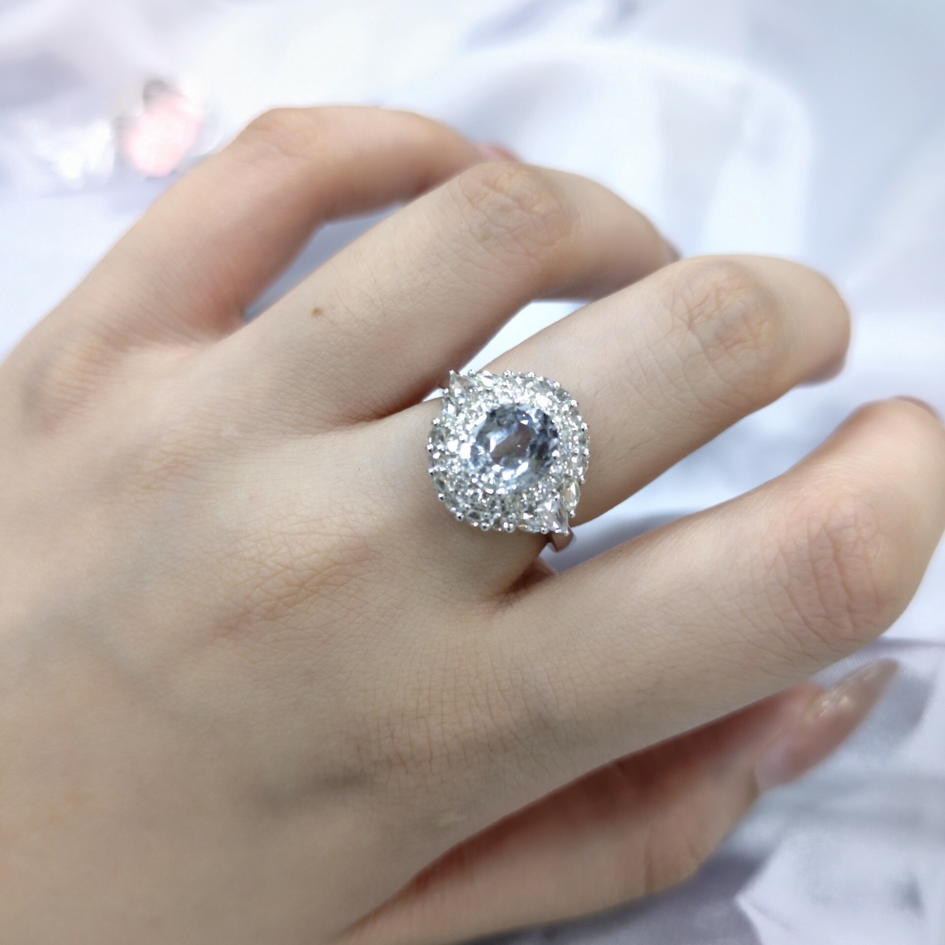 18K White Gold 1.99ct Sapphire and Diamond Ring