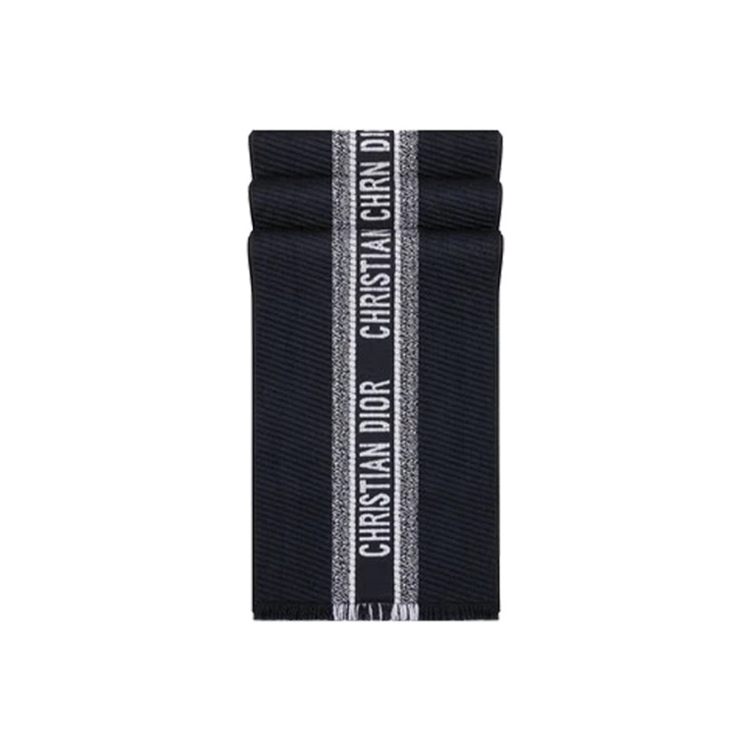 季末清貨優惠 DIOR Oblique 圍巾 頸巾 羊毛 絲綢 海軍藍