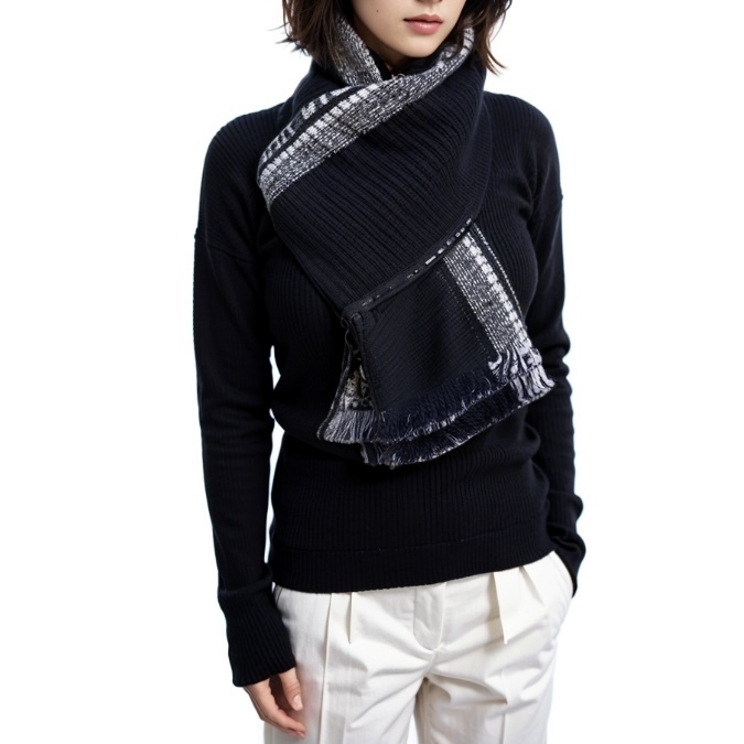 季末清貨優惠 DIOR Oblique 圍巾 頸巾 羊毛 絲綢 海軍藍