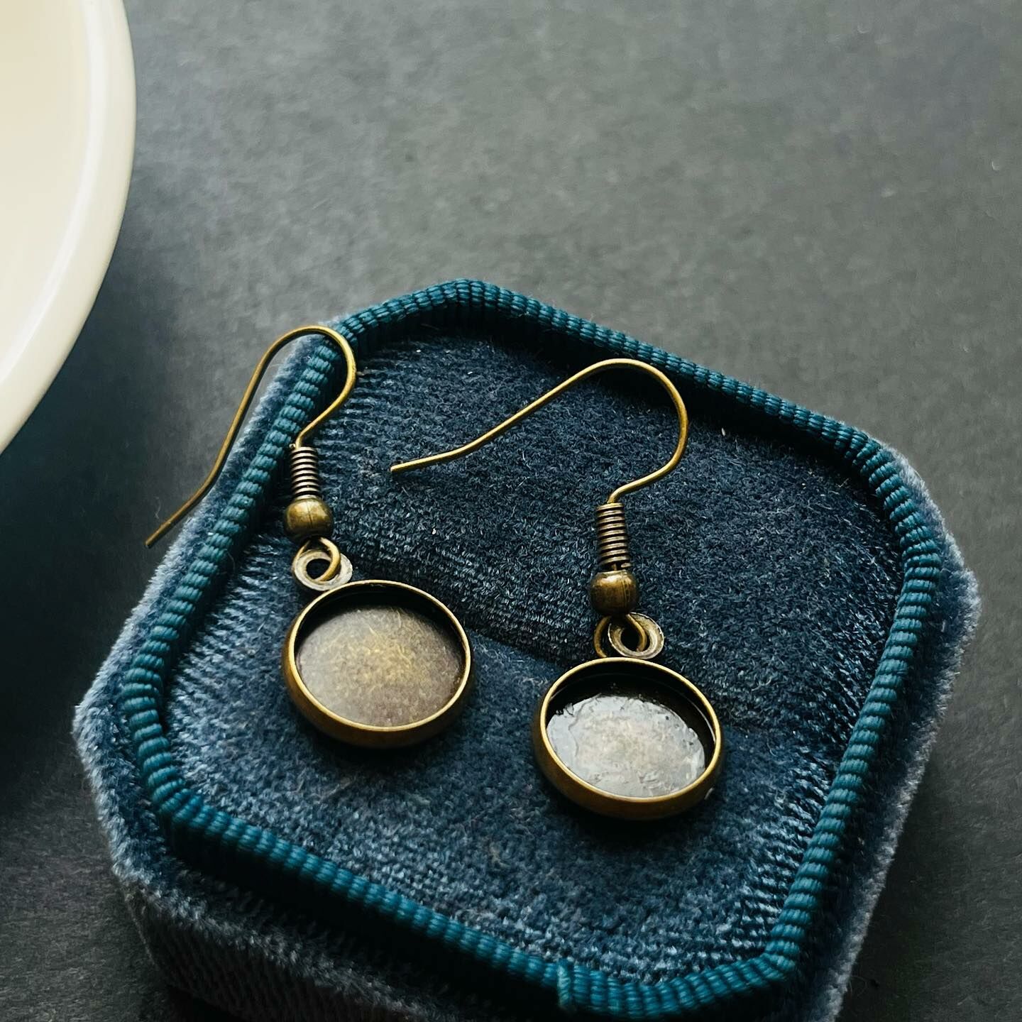 [原石] 黃銅 水晶耳環托 10mm 手工藝材料