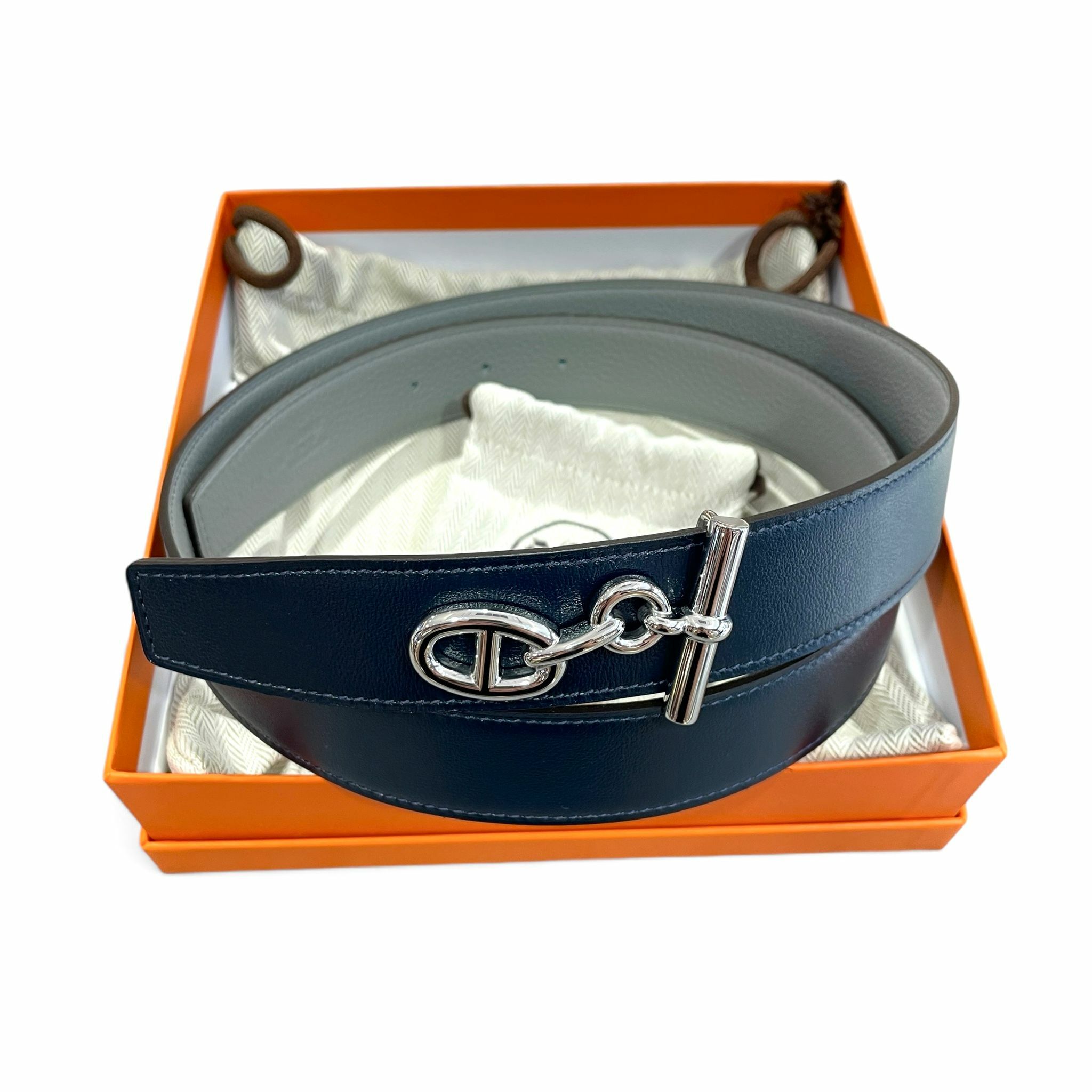 全新HERMES皮帶,32mm 90碼.豬鼻銀扣, BELU MARINE /GRIS MOUETT H073967CAGB090 H010764UJJ4 #BRAND NEW #香榭站正品