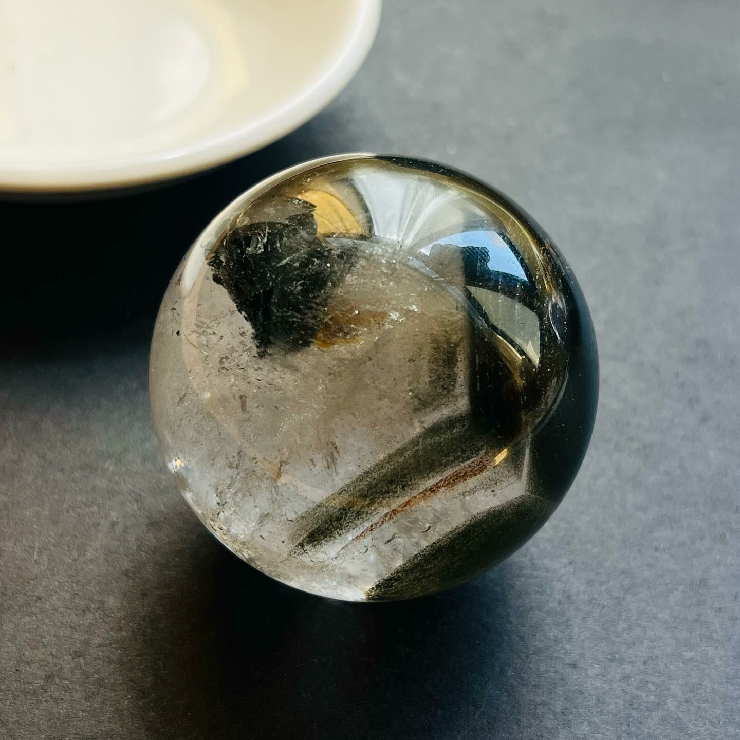 [原石] 綠幽靈水晶 水晶球 43mm