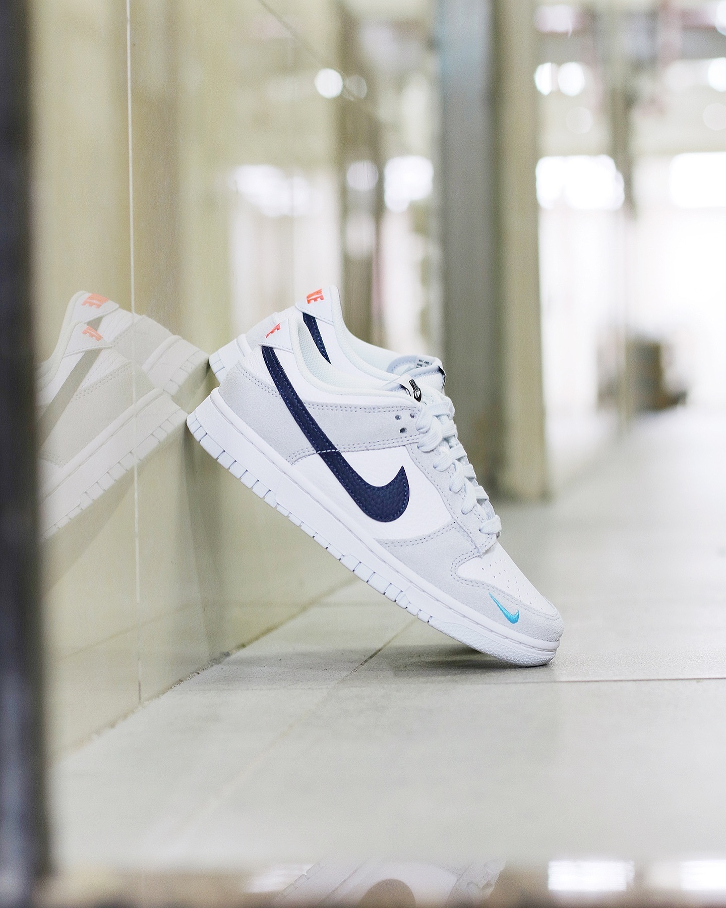 NiKe Dunk Low White Grey Mini Swoosh  FJ4227-001