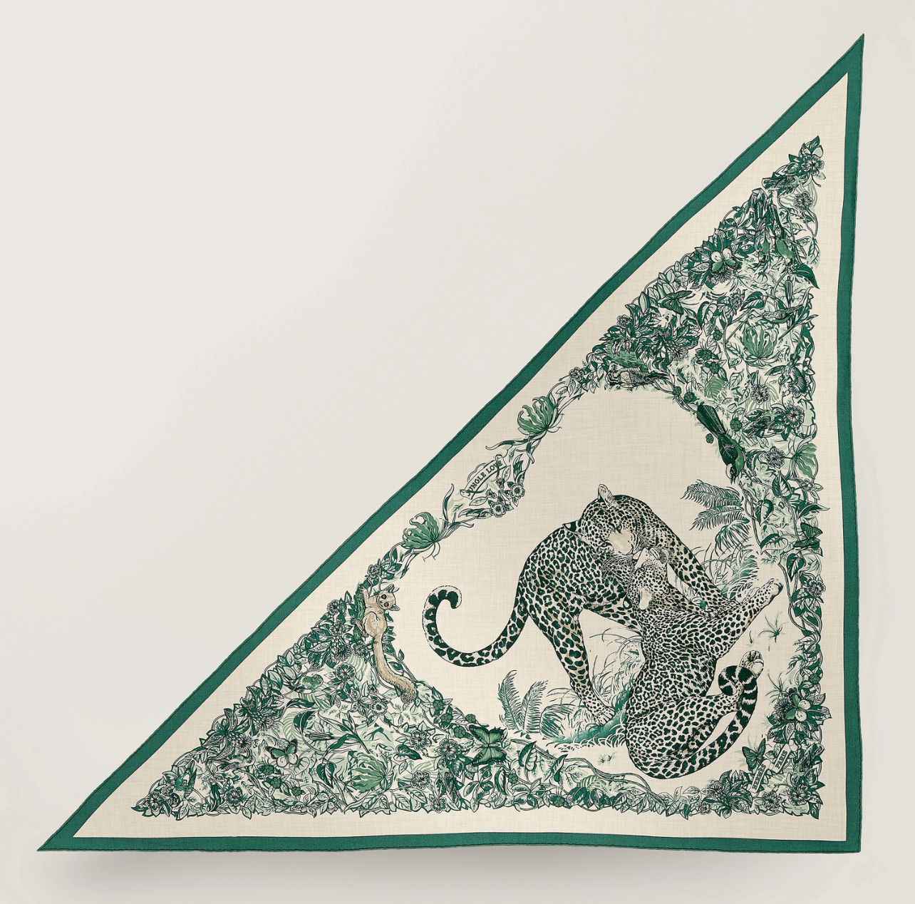 HERMES Jungle Love giant triangle vert loden / naturel / kaki 三角巾