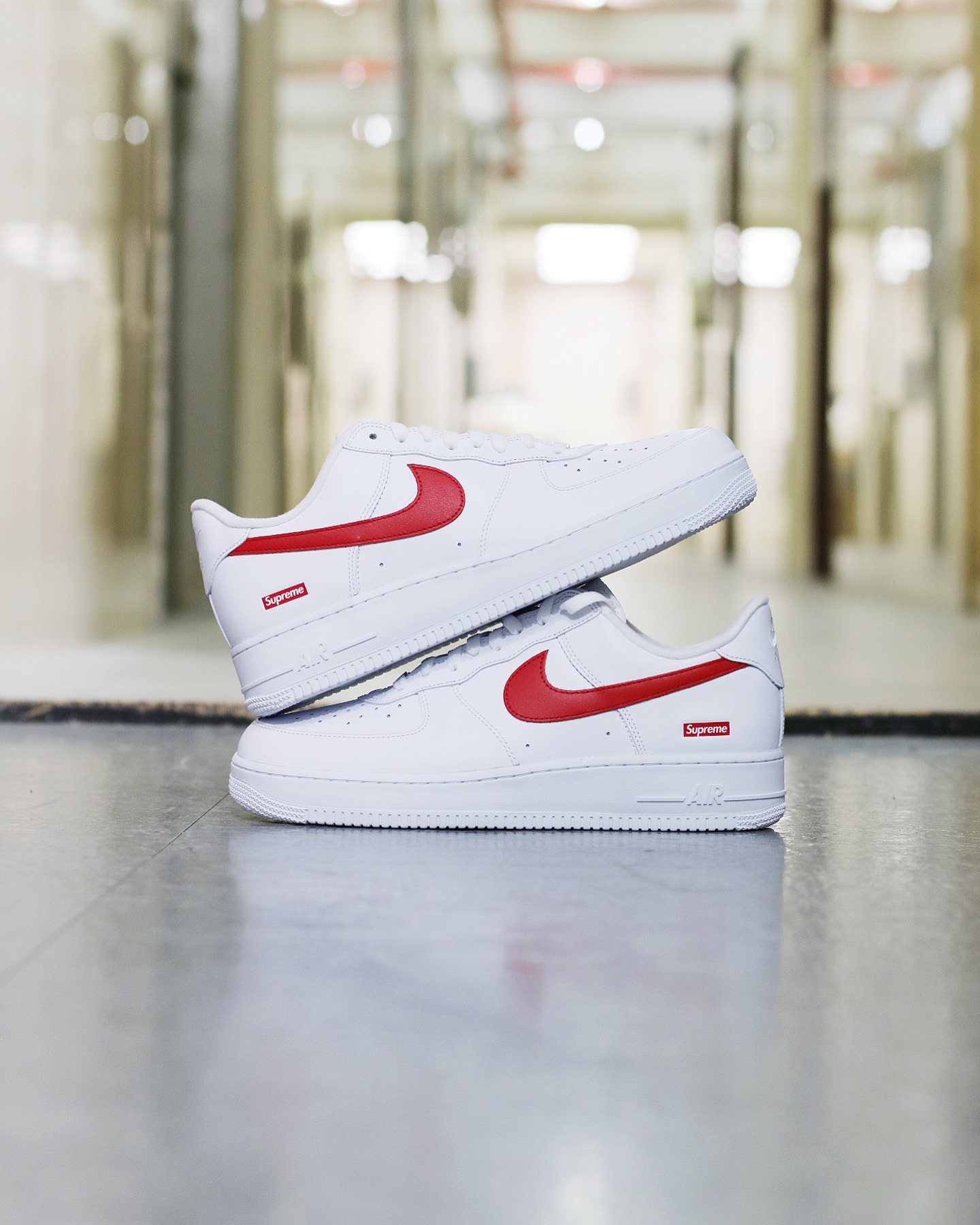 Supreme x Nike Air Force 1 White Red 上海限定 CU9225-101