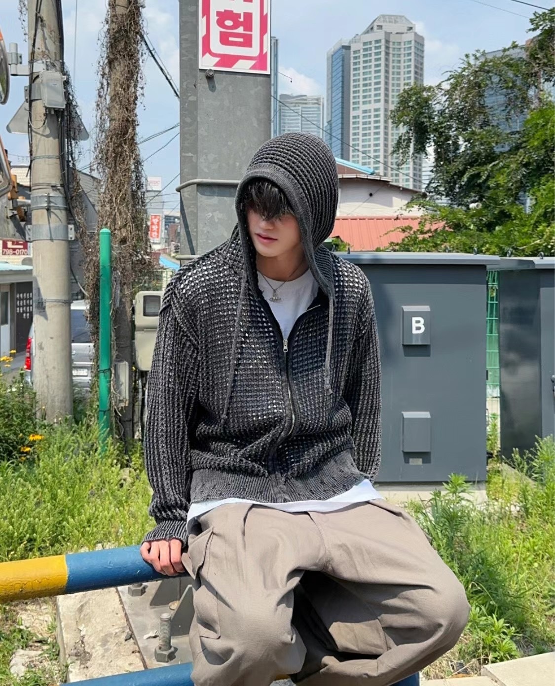 [UNISEX] Dying Damage Hoodie Zip-up