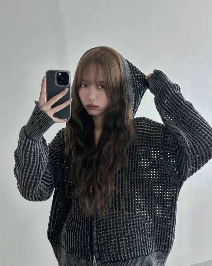 [UNISEX] Dying Damage Hoodie Zip-up