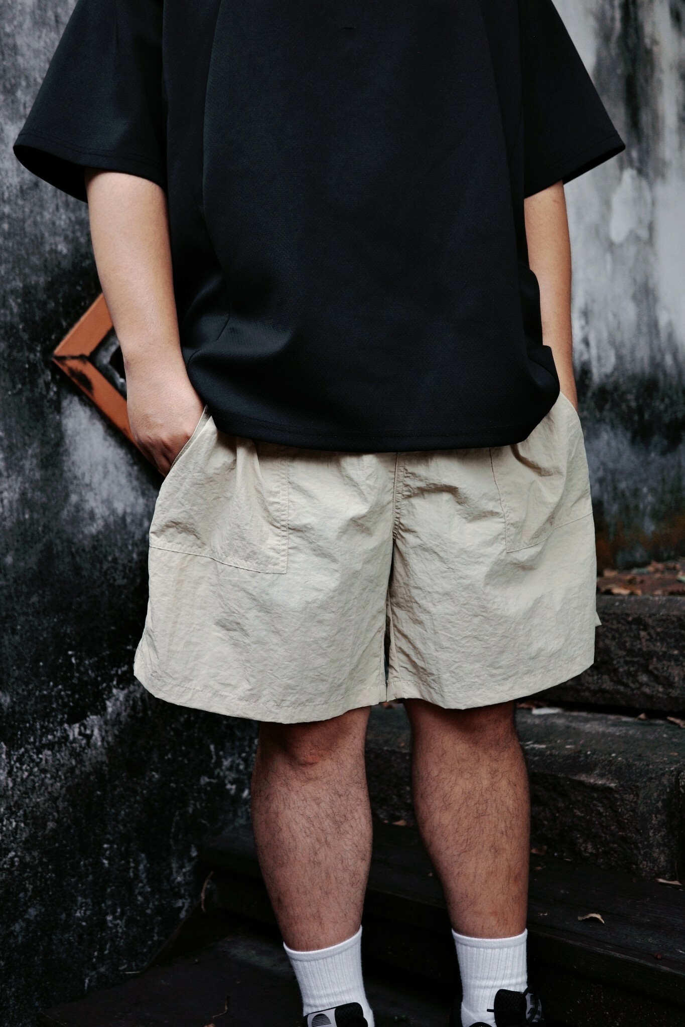 素面涼感 快乾 防水 海灘褲 膝上褲 95730